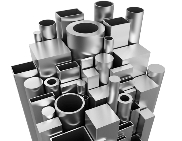 Разнообразные образцы геометрических изделий из стали